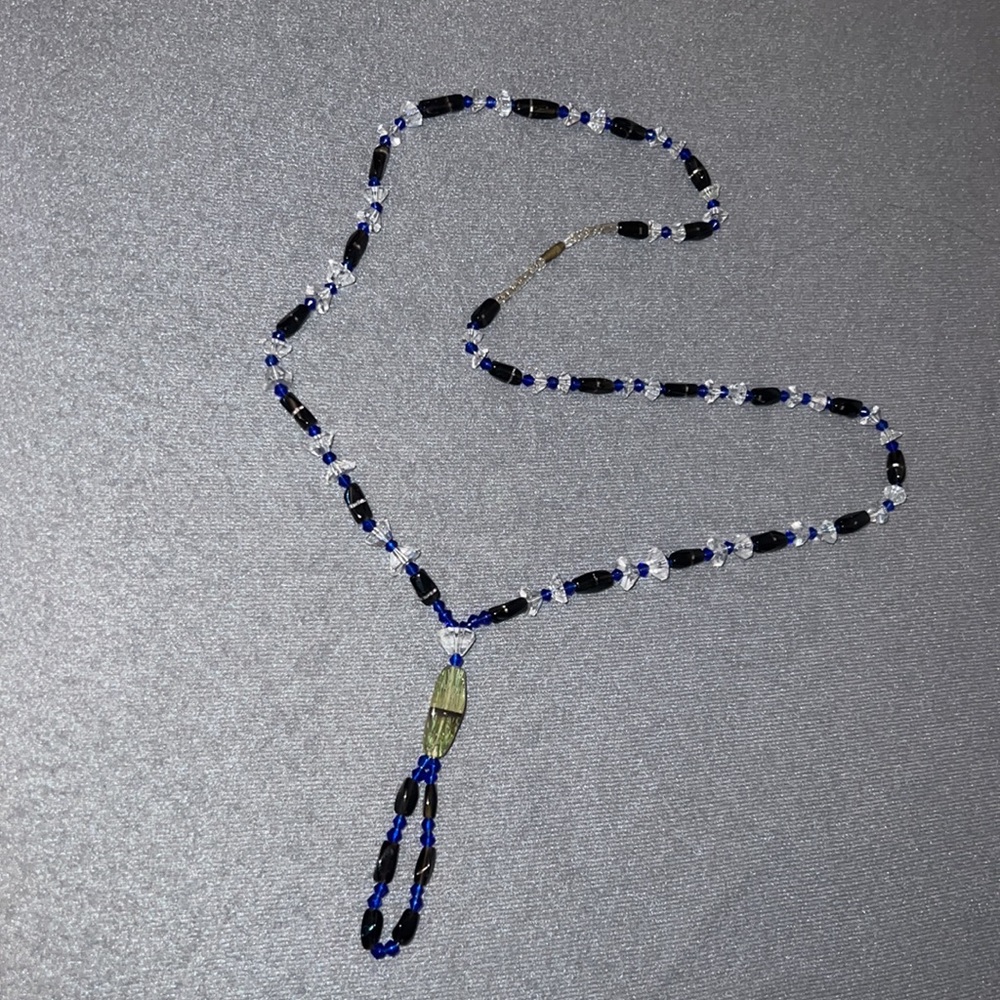 Vintage Bead necklace (Blue/ Black/ Clear)